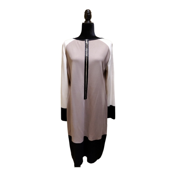 Saint John Blue, White, Black, Tan, Reversable Dress New With Tags Size 16 - Picture 6 of 8